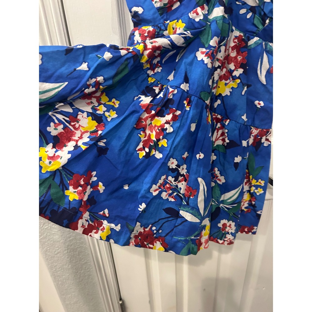 Anthropologie Halter Dress Blue Floral Smocked Tiered Keyhole Summer Mini - Picture 6 of 11